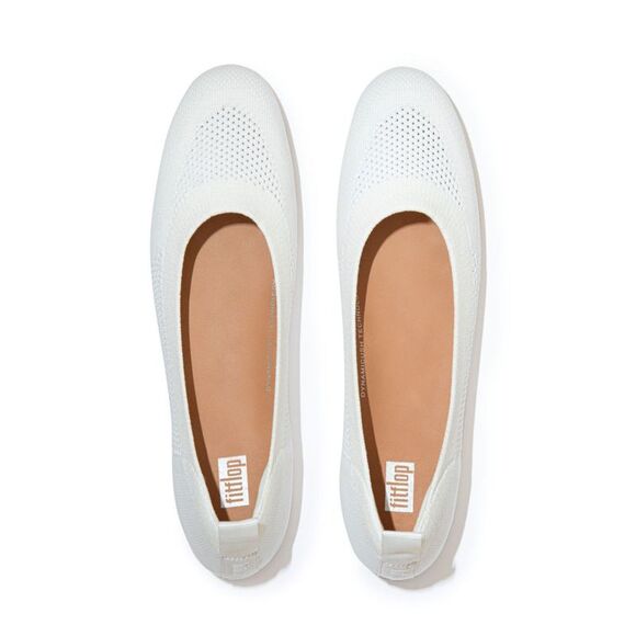 NWT FIT FLOP Womens Urban White Tonal Allegro Toe Slip On Ballet Flats 8.5 - Picture 3 of 5